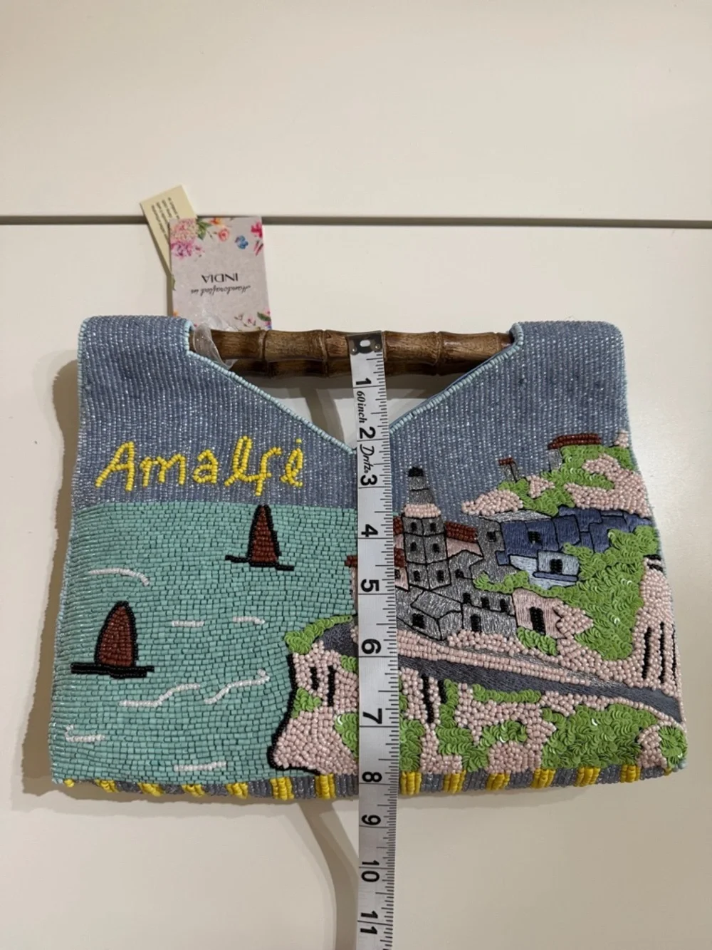 Handcrafted In India | Amalfi Southern Italy Beaded Top Handle Clutch 🇮🇹🍷 - Picture 11 of 12